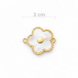Dije Flor pulsera Piedra Blanca Dorado Rodinado