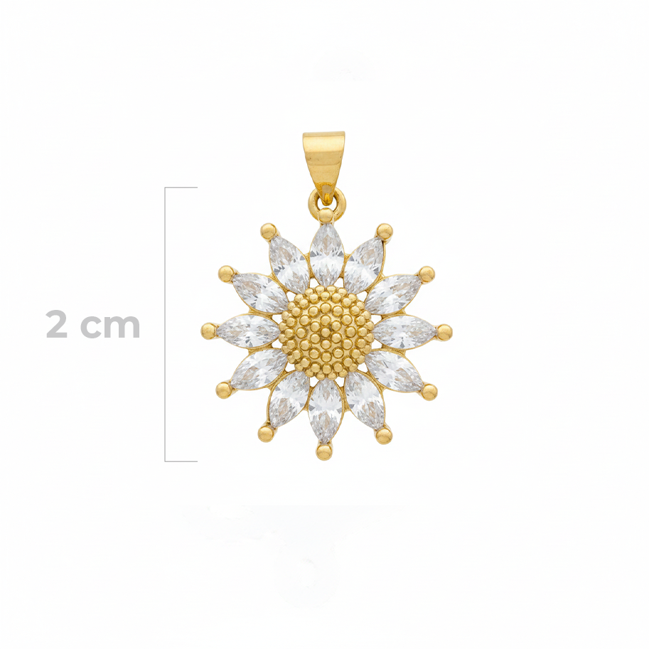 Dije Girasol Piedra Blanca Rodinado
