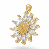 Dije Girasol Piedra Blanca Rodinado