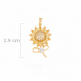 Dije Girasol Tallo Piedra Amarilla Dorado Rodinado
