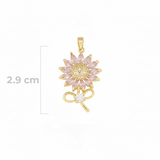 Dije Girasol Tallo Piedra Rosado Dorado Rodinado