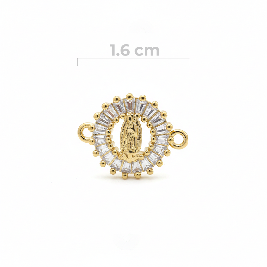 Dije Guadalupe Cristal Pulsera Dorado Rodinado
