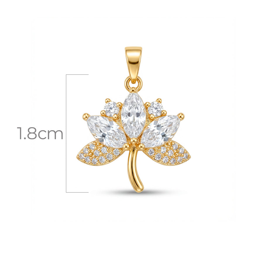 Dije Hoja Cristales Dorado Rodinado