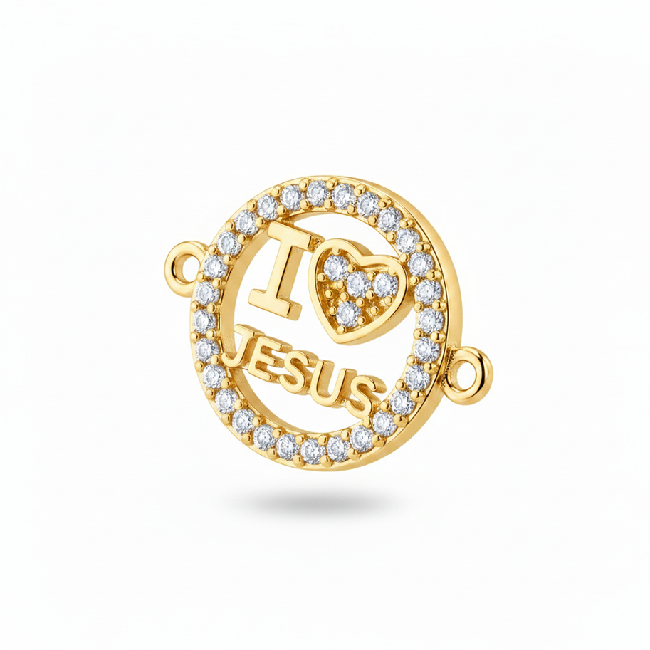 Dije I Love Jesus Pulsera Dorado Rodinada