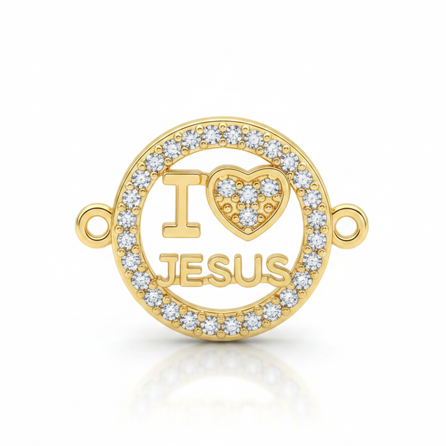 Dije I Love Jesus Pulsera Dorado Rodinada