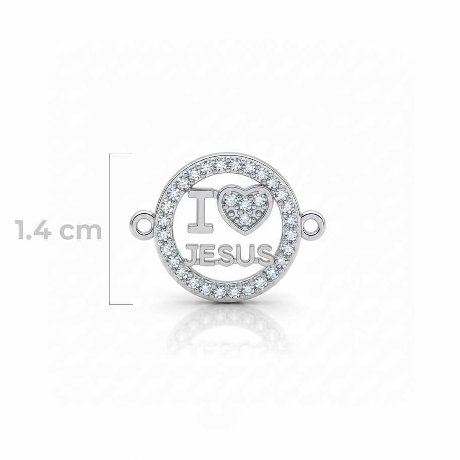 Dije I Love Jesus Pulsera Plateada Rodinada