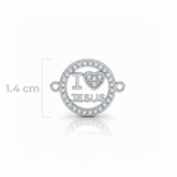 Dije I Love Jesus Pulsera Plateada Rodinada