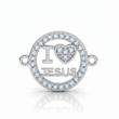 Dije I Love Jesus Pulsera Plateada Rodinada