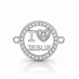 Dije I Love Jesus Pulsera Plateada Rodinada