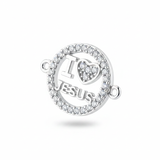 Dije I Love Jesus Pulsera Plateada Rodinada