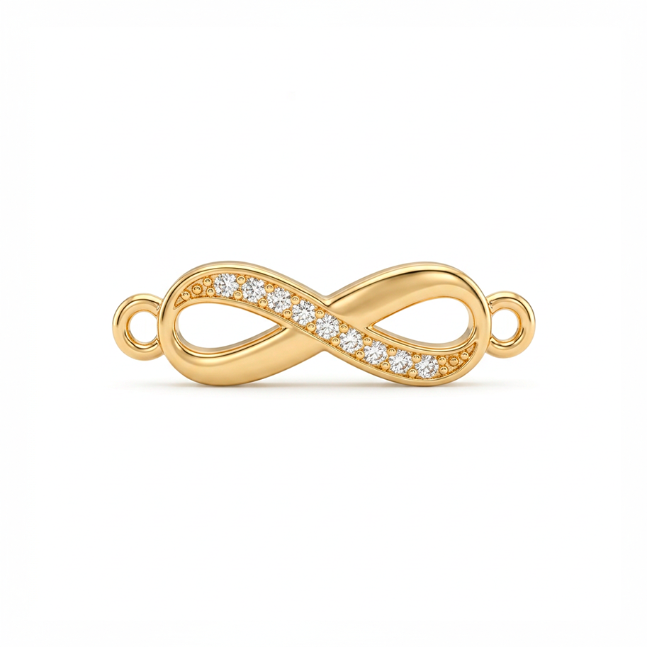 Dije Infinito Circones Blancos Para Pulsera Oro Laminado
