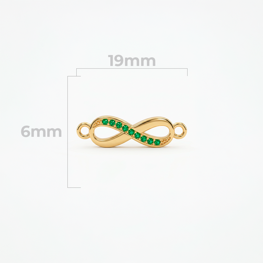 Dije Infinito Circones Verdes Para Pulsera Oro Laminado