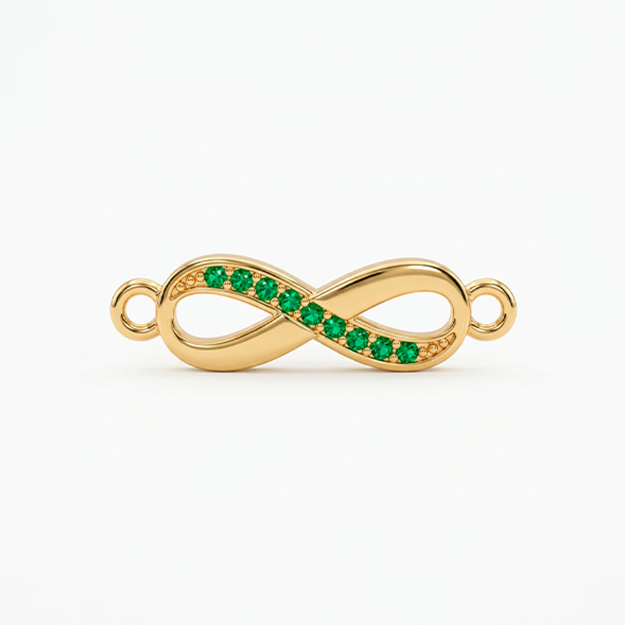 Dije Infinito Circones Verdes Para Pulsera Oro Laminado
