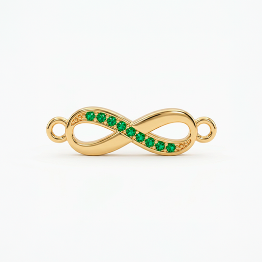 Dije Infinito Circones Verdes Para Pulsera Oro Laminado