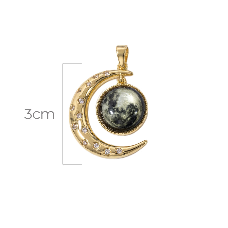 Dije Luna Doble Dorado Rodinado