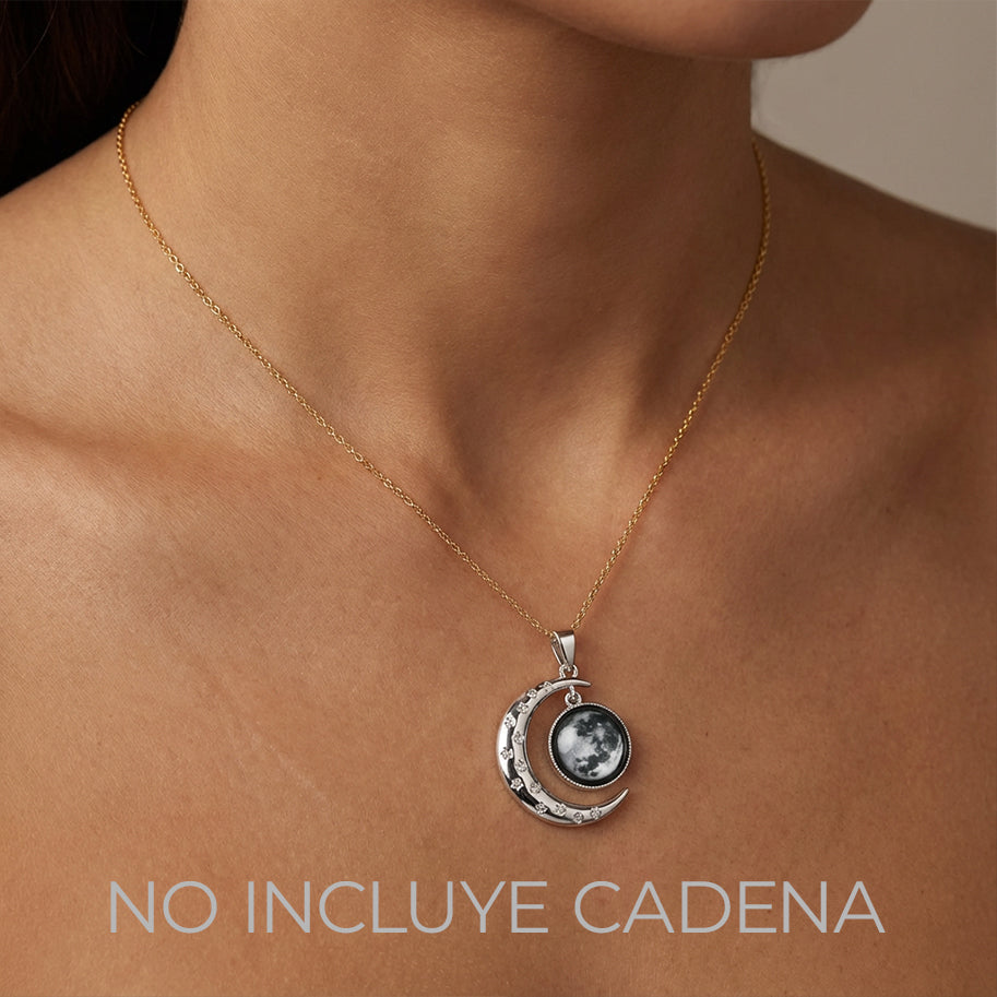 Dije Luna Doble Plateado Rodinado