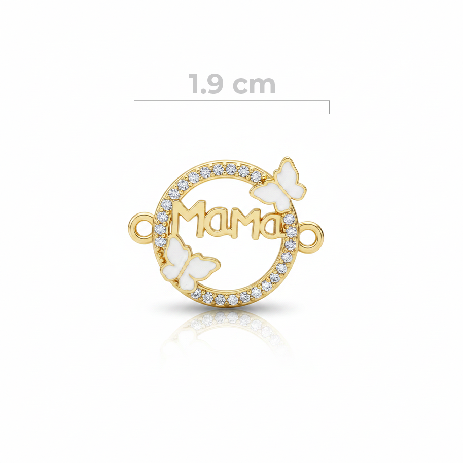 Dije Mamá Mariposas Blancas Para Pulsera Dorada Rodinada