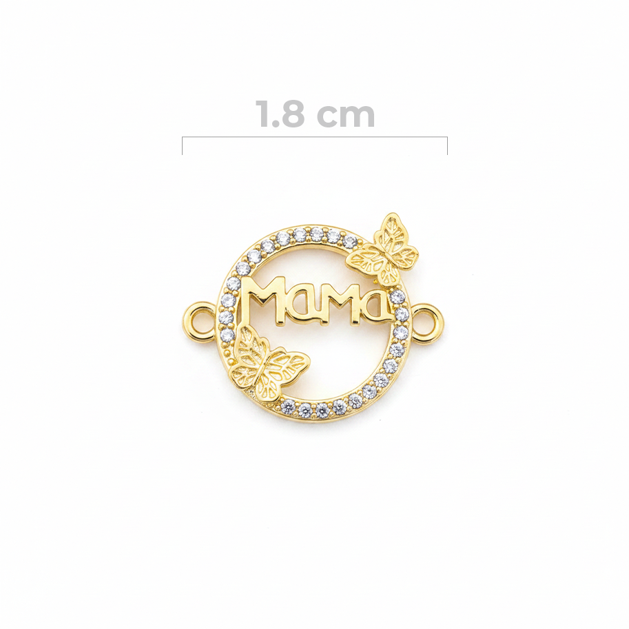 Dije Mamá Mariposas Pulsera Dorado Rodinado