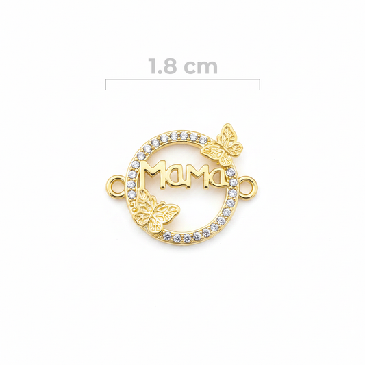 Dije Mamá Mariposas Pulsera Dorado Rodinado
