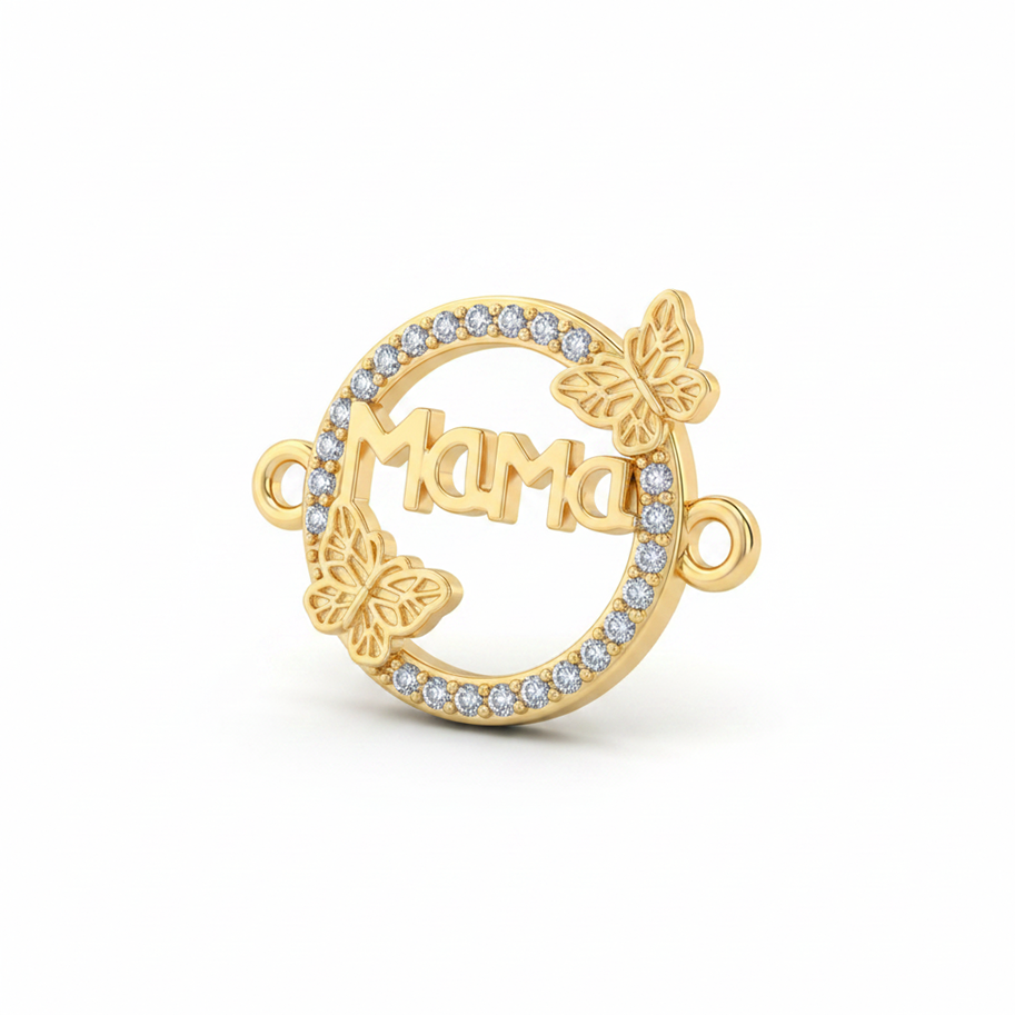 Dije Mamá Mariposas Pulsera Dorado Rodinado