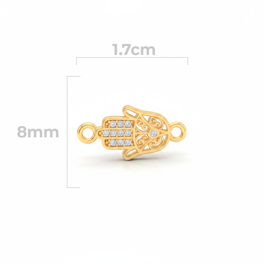 Dije Mano Hamsa Pequeña Pulsera Dorado Rodinado