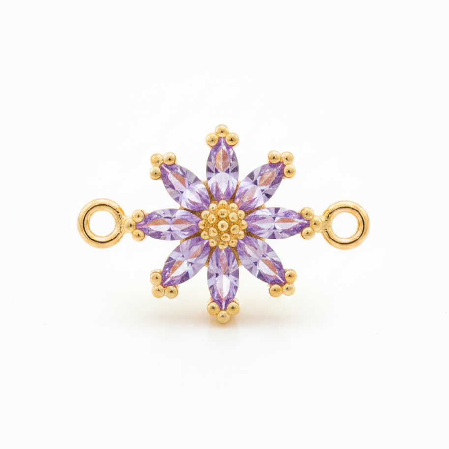 Dije Margarita Cristal Pulsera Piedra Lila Rodinado