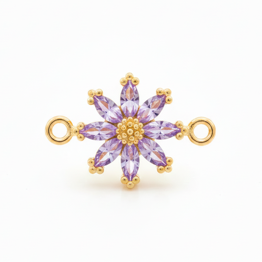 Dije Margarita Cristal Pulsera Piedra Lila Rodinado