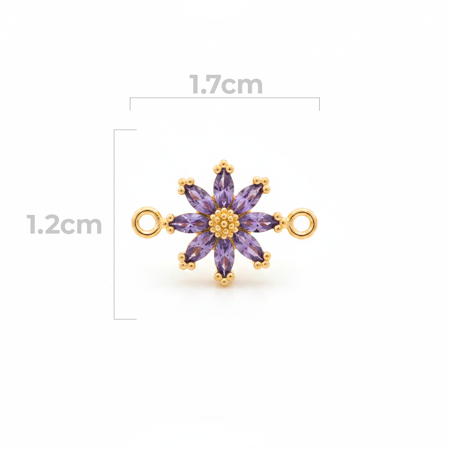Dije Margarita Cristal Pulsera Piedra Morada Rodinado