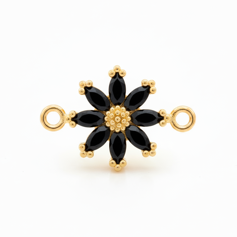 Dije Margarita Cristal Pulsera Piedra Negro Rodinado