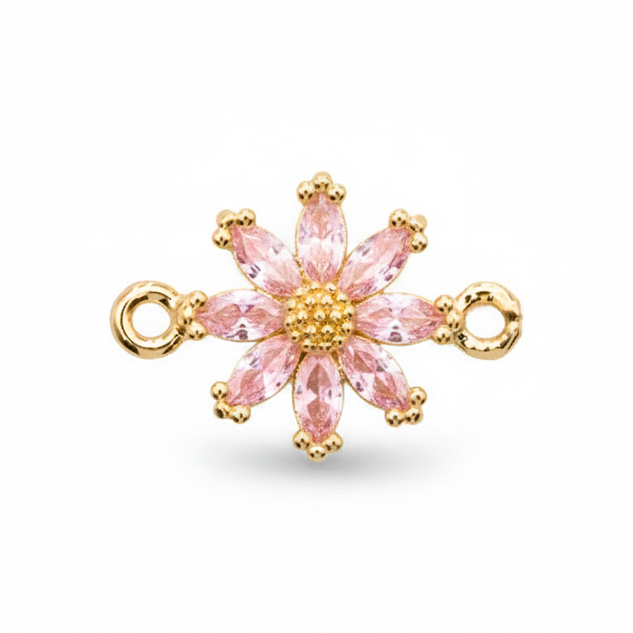 Dije Margarita Cristal Pulsera Piedra Rosada Rodinado