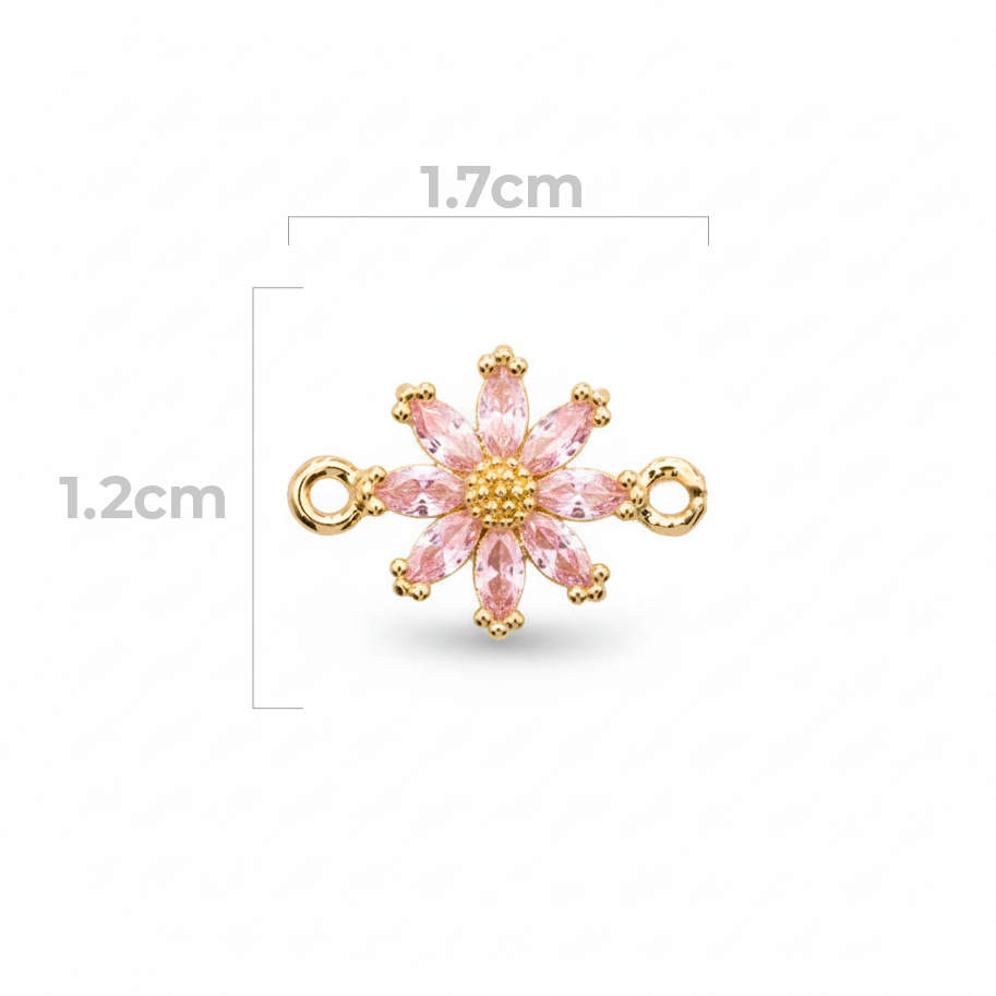 Dije Margarita Cristal Pulsera Piedra Rosada Rodinado
