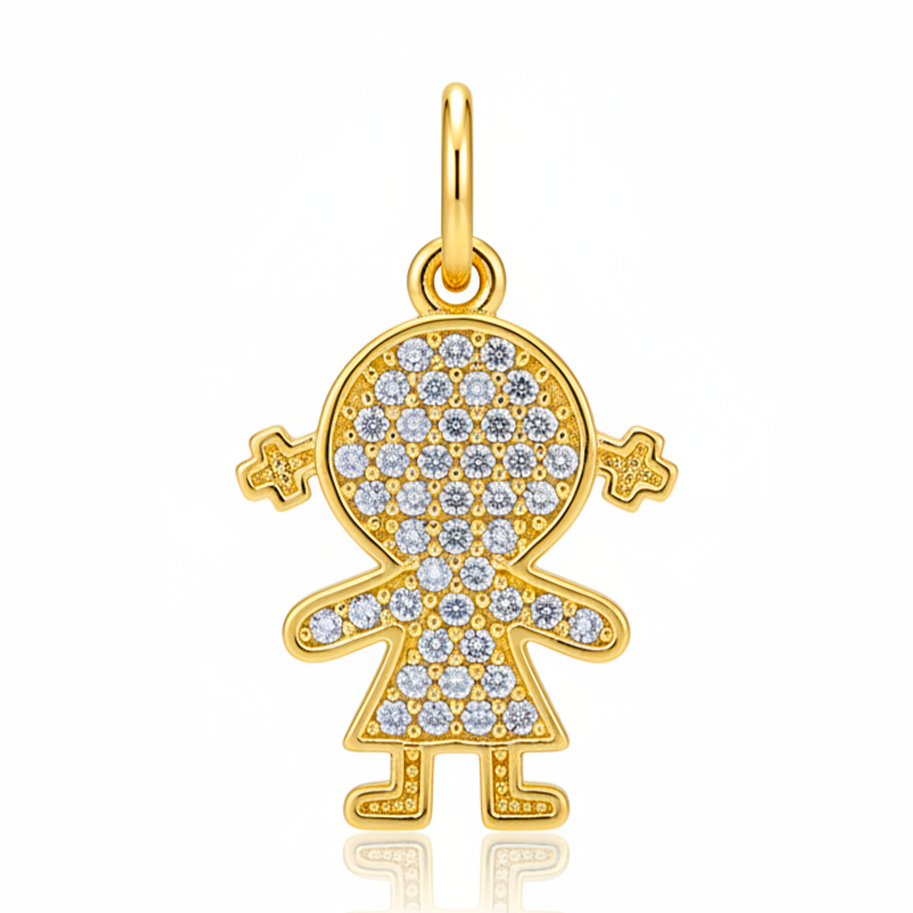 Dije Niña Collar Dorado Rodinado