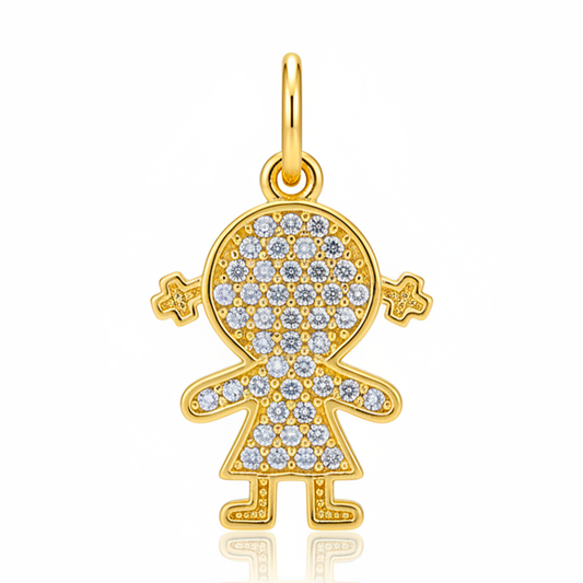 Dije Niña Collar Dorado Rodinado