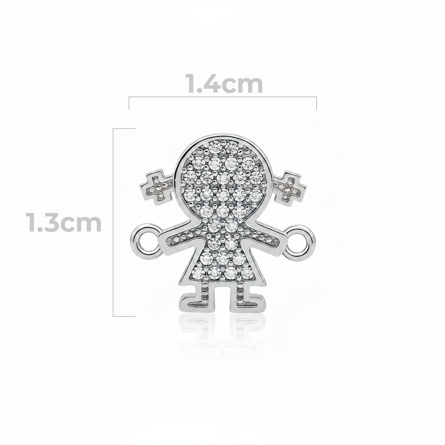 Dije Niña Pulsera Plateado Rodinado