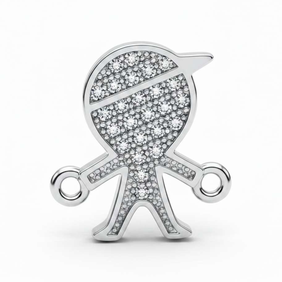 Dije Niño Pulsera Plateado Rodinado
