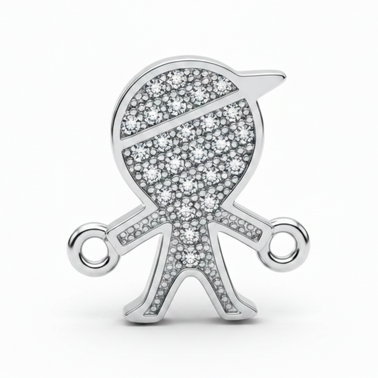 Dije Niño Pulsera Plateado Rodinado
