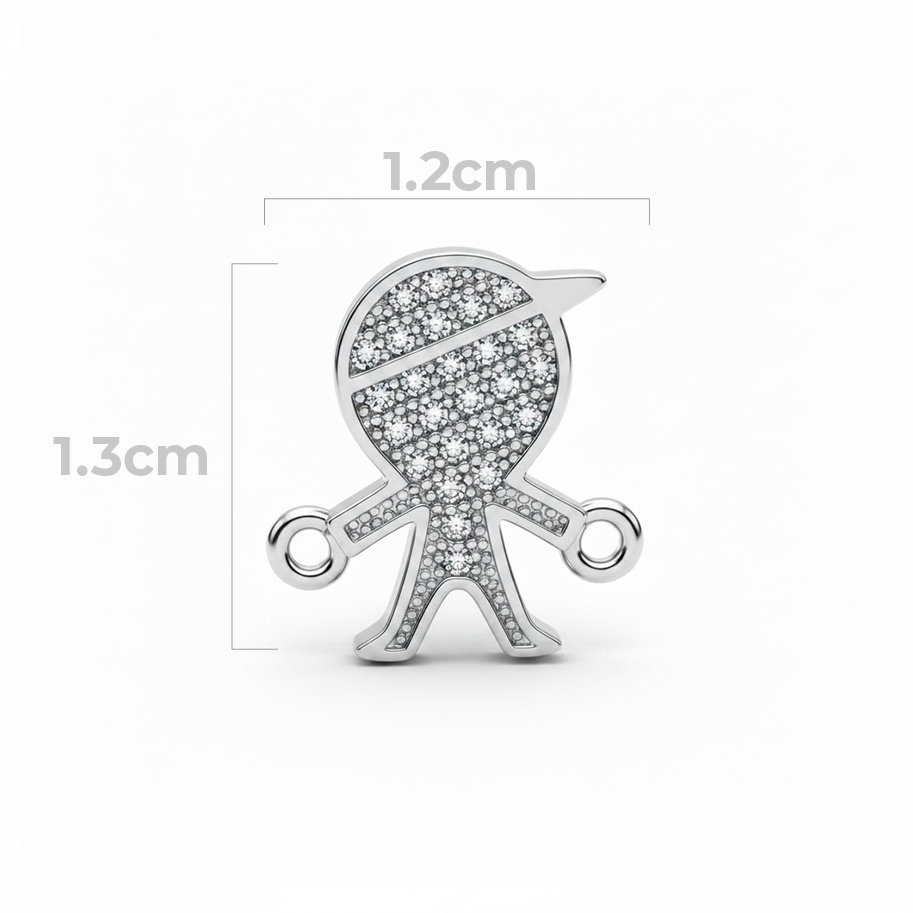 Dije Niño Pulsera Plateado Rodinado