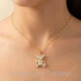 Dije Oso Piedra Blanca Dorado Rodinado