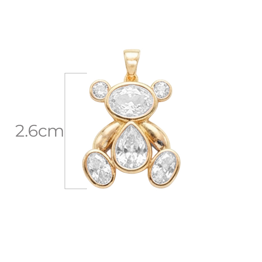 Dije Oso Piedra Blanca Dorado Rodinado