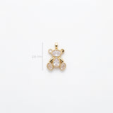 Dije Oso Piedra Blanca Dorado Rodinado