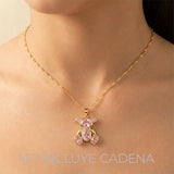 Dije Oso Piedra Rosada Dorado Rodinado