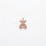 Dije Oso Piedra Rosada Dorado Rodinado