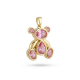 Dije Oso Piedra Rosada Dorado Rodinado