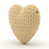 Dije Pasador Corazón Beige 3Cm Tejido Acrílico