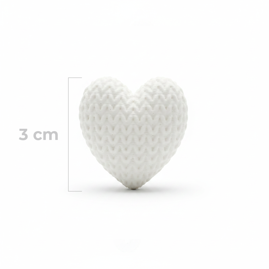 Dije Pasador Corazón Blanco 3Cm Tejido Acrílico