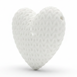 Dije Pasador Corazón Blanco 3Cm Tejido Acrílico