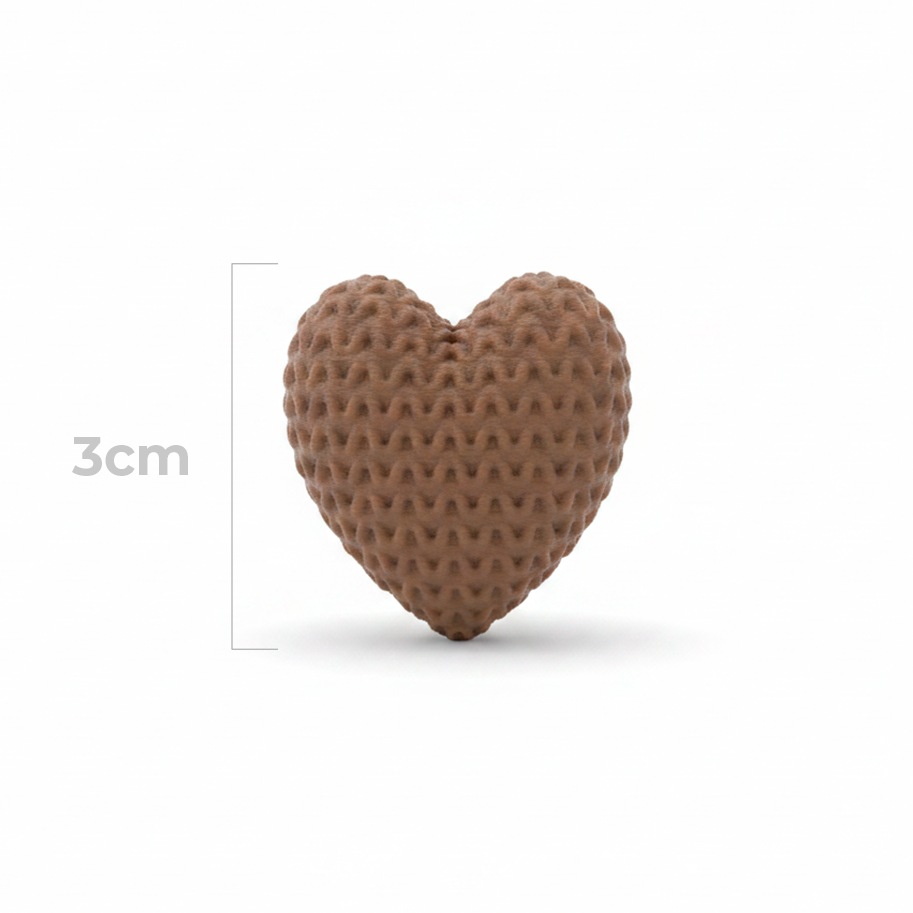 Dije Pasador Corazón Café 3Cm Tejido Acrílico