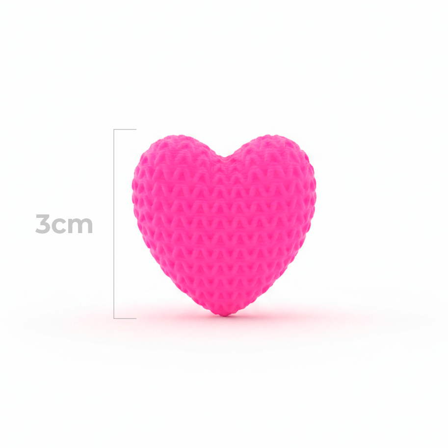Dije Pasador Corazón Fucsia 3Cm Tejido Acrílico