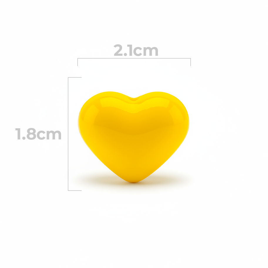 Dije Pasador Corazón Liso Amarillo 1.8 cm Acrílico