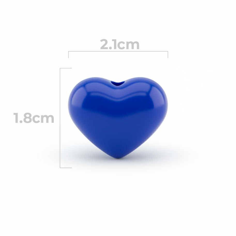 Dije Pasador Corazón Liso Azul 1.8 cm Acrílico